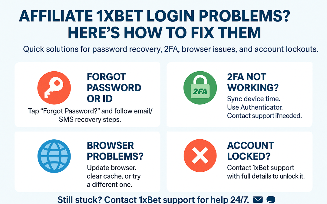 Affiliate 1xBet Login Problems? Here’s How to Fix Them